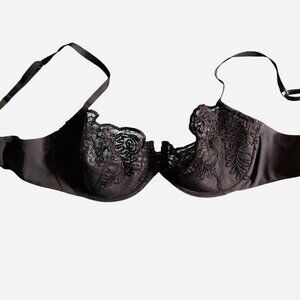 victoria's secret black sheer lace unpadded pushup bra